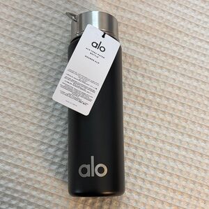 ALO Yoga Black Water Bottle with Silver Lid- 24 oz
